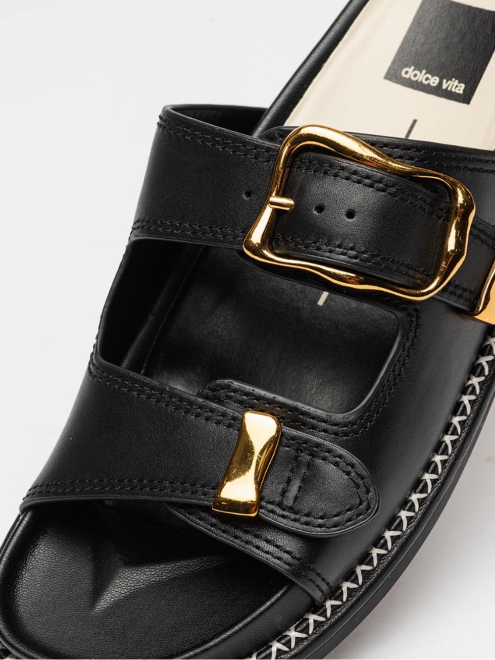 ✨Host pick✨Dolce Vita Sevana Black Leather Double Strap Buckle Sandals